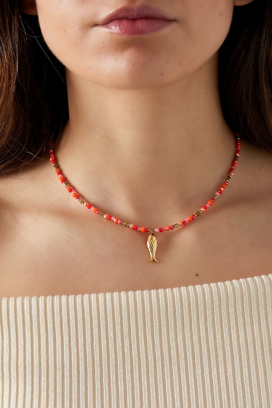 Fish & beads necklace - Fuchsia h5Picture2